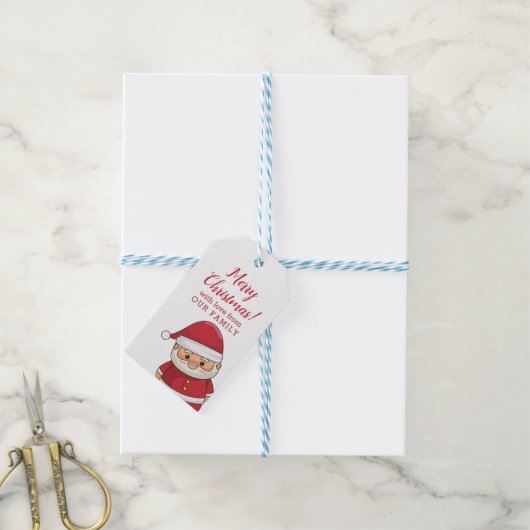 Kute Sneaking Santa Gepersonaliseerd Cadeaulabel (Met Touw)