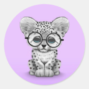 Kute sneeuwblaasjes op Paarse luipkuikens Ronde Sticker