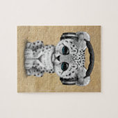 Kute sneeuwluipkuil Dj met hoofdtelefoon Legpuzzel (Horizontaal)