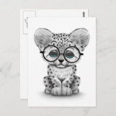 Kute sneeuwluipkuil op witte glazen briefkaart (Voorkant / Achterkant)