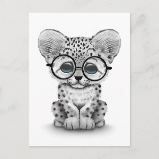 Kute sneeuwluipkuil op witte glazen briefkaart (Voorkant)