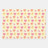 Kute snoep harten bewerkbare tekst roze oranje gee inpakpapier vel (Voorkant 2)