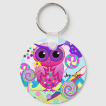 Kute Snoep Owl, Lollipops & Custom Name Sleutelhan