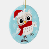Kute Snow Owl kerstversiering Keramisch Ornament (Rechts)