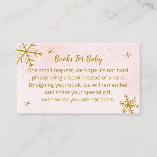 Kute Snowflakes Baby shower Books for Baby Enclos Informatiekaartje (Voorkant)