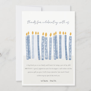 Kute Soft Pastel Blue Waterverf Birthday Kandels Bedankkaart