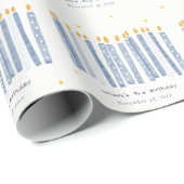 Kute Soft Pastel Blue Waterverf Birthday Kandels Cadeaupapier (Rol Hoek)