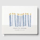 Kute Soft Pastel Blue Waterverf Birthday Kandels Gastenboek (Voorkant)