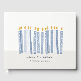 Kute Soft Pastel Blue Waterverf Birthday Kandels Gastenboek