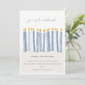 Kute Soft Pastel Blue Waterverf Birthday Kandels Kaart (Staand voorkant)