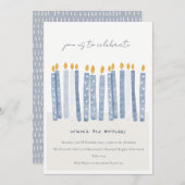 Kute Soft Pastel Blue Waterverf Birthday Kandels Kaart (Voorkant / Achterkant)