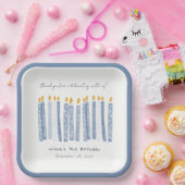 Kute Soft Pastel Blue Waterverf Birthday Kandels Papieren Bordje (Feest)
