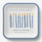 Kute Soft Pastel Blue Waterverf Birthday Kandels Papieren Bordje (Voorkant)