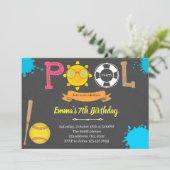 Kute softball-honkbalwedstrijd kaart (Staand voorkant)