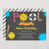 Kute softball-honkbalwedstrijd kaart (Voorkant / Achterkant)