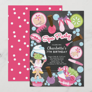 Kute Spa Party Birthday Invitation Kaart