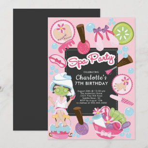 Kute Spa Party Birthday Invitation Kaart
