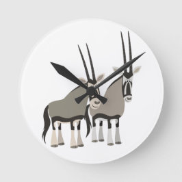 Kute spaar van Cartoon Oryxes Wall Clock Ronde Klok