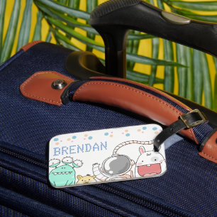 Kute Space Characters Personalized Kinder Bagagelabel