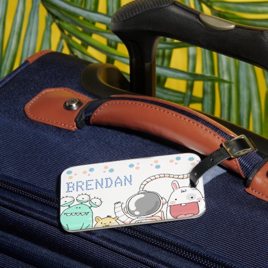 Kute Space Characters Personalized Kinder Bagagelabel (Voorkant Insitu 3)