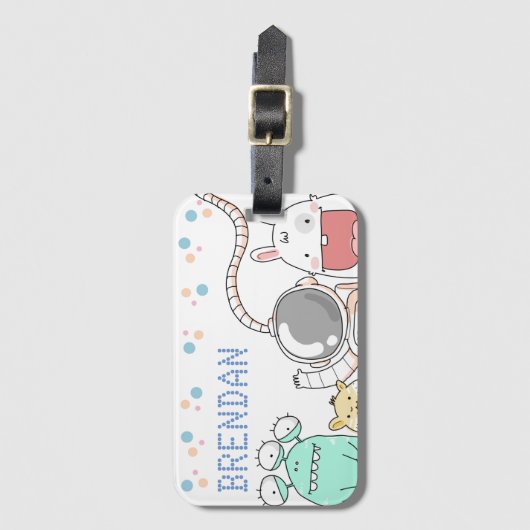 Kute Space Characters Personalized Kinder Bagagelabel (Voorkant (verticaal))