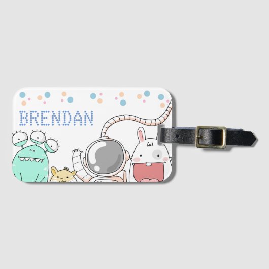 Kute Space Characters Personalized Kinder Bagagelabel (Voorkant (horizontaal))