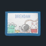 Kute Space Characters Personalized Kinder Drievoud Portemonnee<br><div class="desc">Spaceman en vriendinnen hebben afbeelding geïllustreerd op persoonlijke kinder portemonnee.</div>