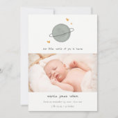 Kute Space World Heart Foto geboorteaankondiging Bedankkaart (Voorkant)