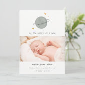Kute Space World Heart Foto geboorteaankondiging Bedankkaart (Staand voorkant)