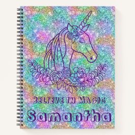 Kute Sparking Unicorn gelooft in Magic Quote Notitieboek