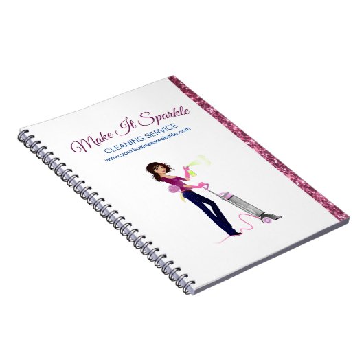 Kute Sparkle Cartoon Maid Cleaning Services-laptop Notitieboek (Rechterzijde)