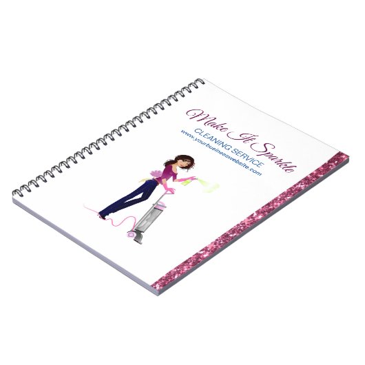 Kute Sparkle Cartoon Maid Cleaning Services-laptop Notitieboek (Linkerzijde)