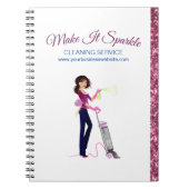 Kute Sparkle Cartoon Maid Cleaning Services-laptop Notitieboek (Voorkant)