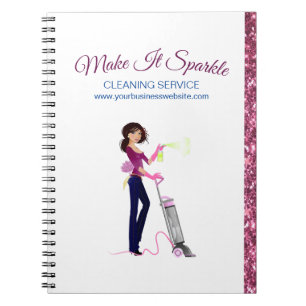 Kute Sparkle Cartoon Maid Cleaning Services-laptop Notitieboek