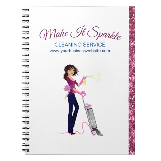 Kute Sparkle Cartoon Maid Cleaning Services-laptop Notitieboek (Voorkant)