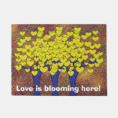 Kute Sparkly Yellow Love Hearts Trees Deurmat (Voorkant)