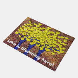 Kute Sparkly Yellow Love Hearts Trees Deurmat
