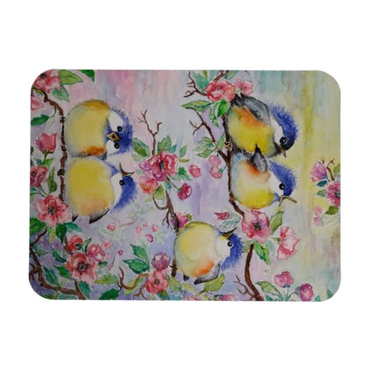 Kute Sparrows Magnet - Spring - Schilderen Magneet (Horizontaal)