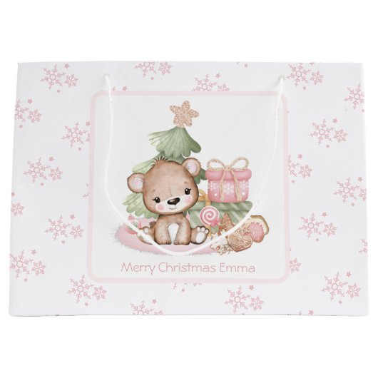 Kute speciale kersttas voor meisjes groot cadeauzakje (Voorkant)