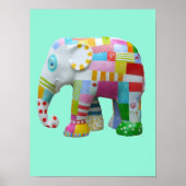 Kute speelgoed patchwork-olifant retro whimsical s poster (Voorkant)