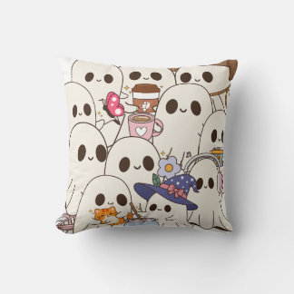 Kute Spooky Geesten Koffie & Kat Herfst Kussen