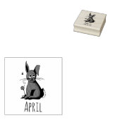Kute Spring Easter Bunny Rabbit and Name Bookplate Rubberstempel (Gestempeld)