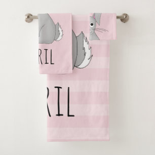 Kute Spring Easter Bunny Rabbit en Name Kinder Bad Handdoek