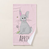 Kute Spring Easter Bunny Rabbit en Name Kinder Bad Handdoek (Handdoek)