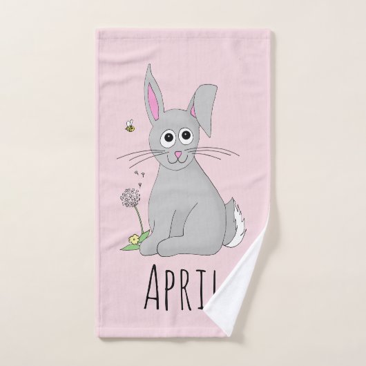 Kute Spring Easter Bunny Rabbit en Name Kinder Bad Handdoek (Handdoek)
