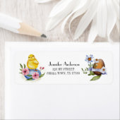 Kute Spring Easter Egg Chick Floral Address Etiket (Insitu)