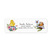 Kute Spring Easter Egg Chick Floral Address Etiket (Voorkant)