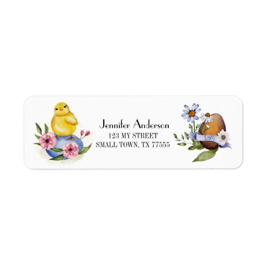 Kute Spring Easter Egg Chick Floral Address Etiket (Voorkant)