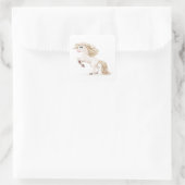 Kute sprookeenhoorn met gouden mane vierkante sticker (Tas)