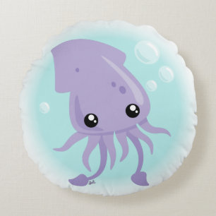Kute Squid Round Pillow Rond Kussen